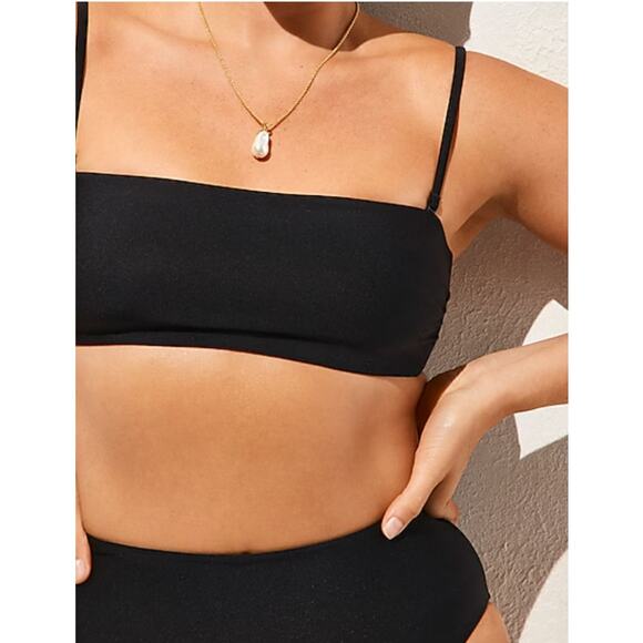 J Crew Bandeau Bikini Top XXS Black NWT Swim Classic Sculpt Swim CI682 J.Crew - Picture 1 of 6